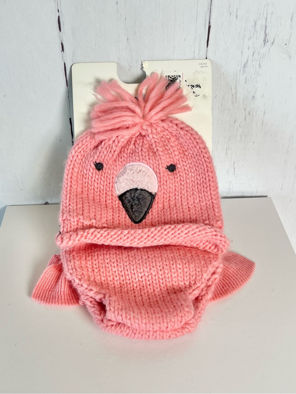 NWT Cloud Island Baby Flamingo Knit Hat & Diaper Cover Set OSFM